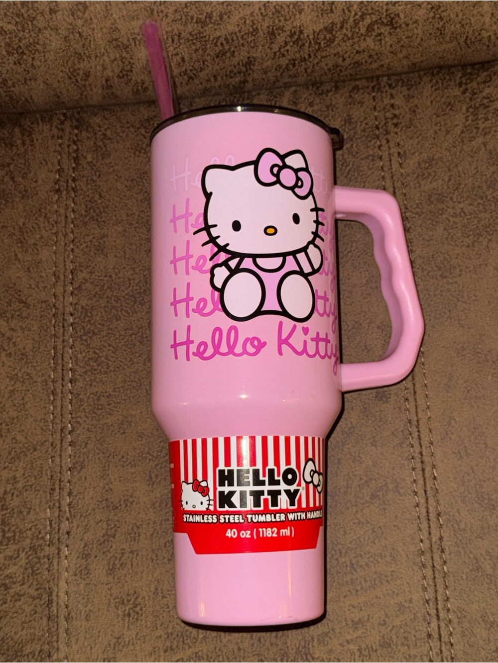 Hello Kitty 40oz Pink Stainless Steel Insulated Tumbler Handle Straw New - Picture 3 of 7